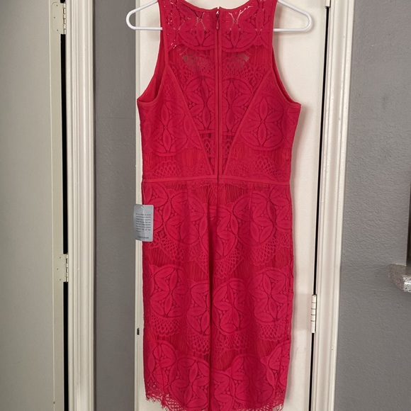 Adelyn Rae Pink Lace High Low MIDI Sheath Sleeveless Dress. Sz M. NWT - Picture 7 of 9